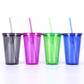 Double Walled Clear Plastic Straw Cup
